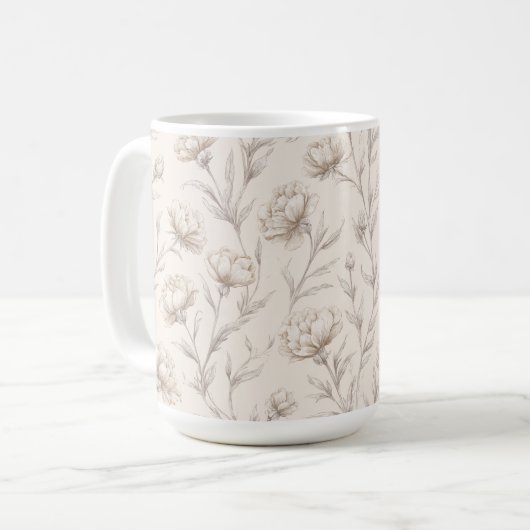 Cocoa Bruine Crème Bloem Koffiemok (Voorkant links)