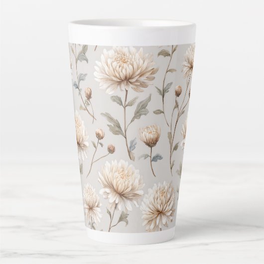 Cocoa Bruine Crème Bloemig Latte Mok (Voorkant)