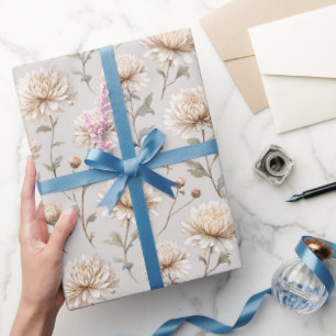 Cocoa Bruine Crème Bloemige Bruids Bruiloft Cadeaupapier
