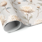 Cocoa Bruine Crème Bloemige Bruids Bruiloft Cadeaupapier (Rol Hoek)