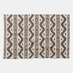 Cocoa Bruine Ikat, Crème Geweven Streep Theedoek