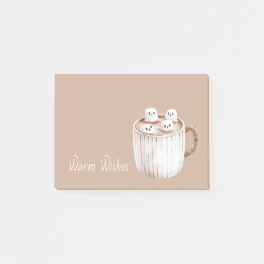 Cocoa Bruine Mok Marshmallows Warme Wensen Post-it® Notes (Voorkant)
