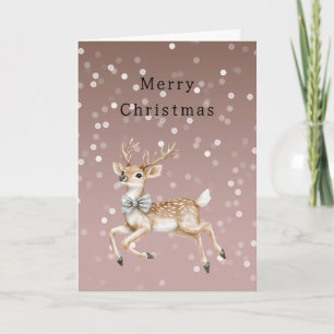 Cocoa Bruine Ombre Witte Confetti Herten Kerstmis Kaart