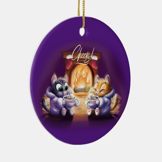 COCOA CATS/PINK NIGHTMARE (2-kantjes!) - Jeff Will Keramisch Ornament (Rechts)