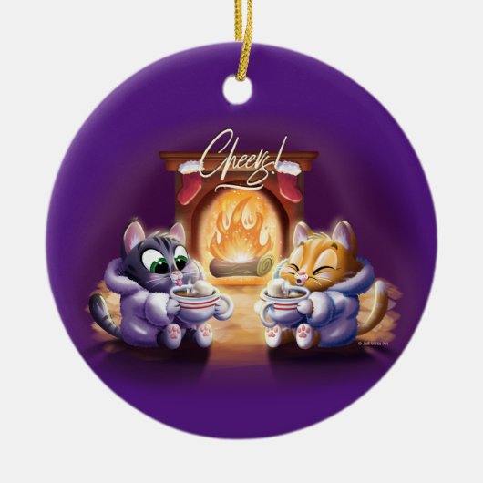 COCOA CATS/PINK NIGHTMARE (2-kantjes!) - Jeff Will Keramisch Ornament (Voorkant)