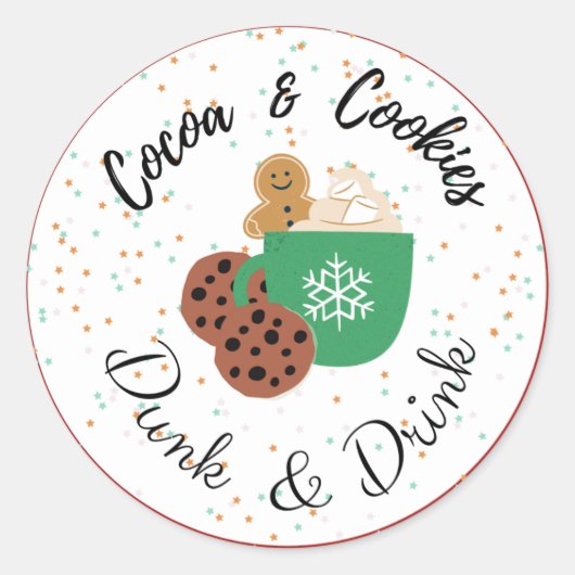 Cocoa & Cookie Favor Tag Dupon & Drink Sticker (Voorkant)