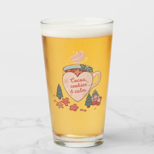 Cocoa, Cookies & Calm – Pastel Christmas CoT-Shirt Glas (Voorkant gevuld)