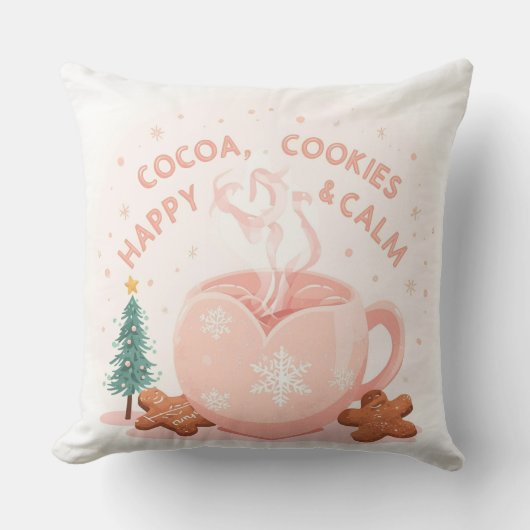 Cocoa, Cookies & Calm – Pastel Christmas CoT-Shirt Kussen (Voorkant)