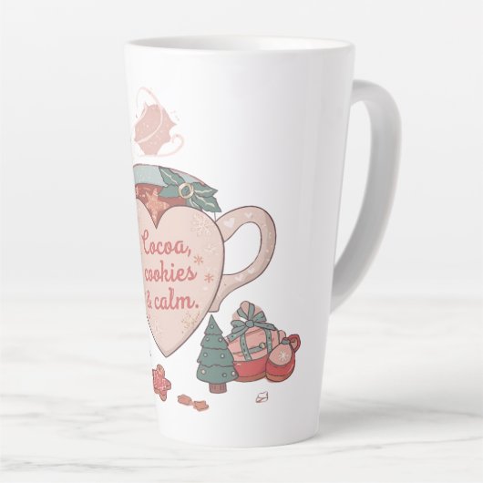 Cocoa, Cookies & Calm – Pastel Christmas CoT-Shirt Latte Mok (Rechterhoek)