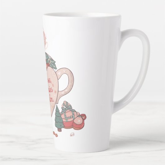 Cocoa, Cookies & Calm – Pastel Christmas CoT-Shirt Latte Mok (Rechts)