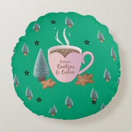 Cocoa, Cookies & Calm – Pastel Christmas CoT-Shirt Rond Kussen