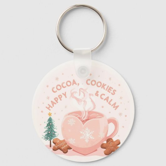 Cocoa, Cookies & Calm – Pastel Christmas CoT-Shirt Sleutelhanger (Voorkant)