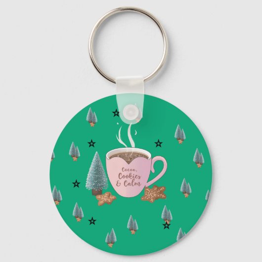 Cocoa, Cookies & Calm – Pastel Christmas CoT-Shirt Sleutelhanger (Voorkant)