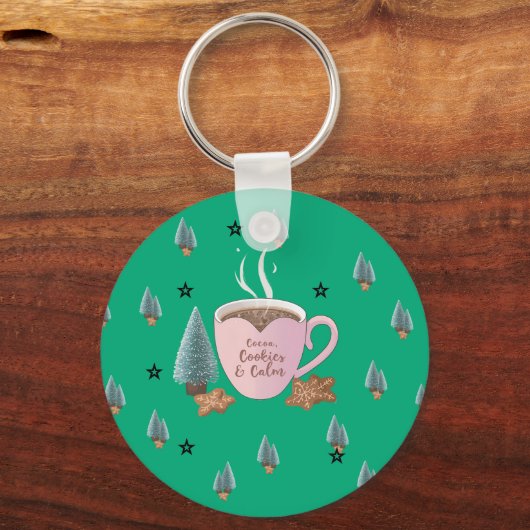Cocoa, Cookies & Calm – Pastel Christmas CoT-Shirt Sleutelhanger (Voorkant)