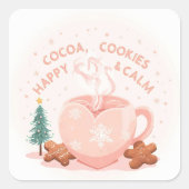 Cocoa, Cookies & Calm – Pastel Christmas CoT-Shirt Vierkante Sticker (Voorkant)