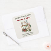 Cocoa & Cozy Kaarslabels Vierkante Sticker (Envelop)