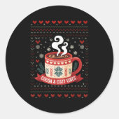 Cocoa Cozy Vibes Hot Chocolate Herfst Ronde Sticker (Voorkant)