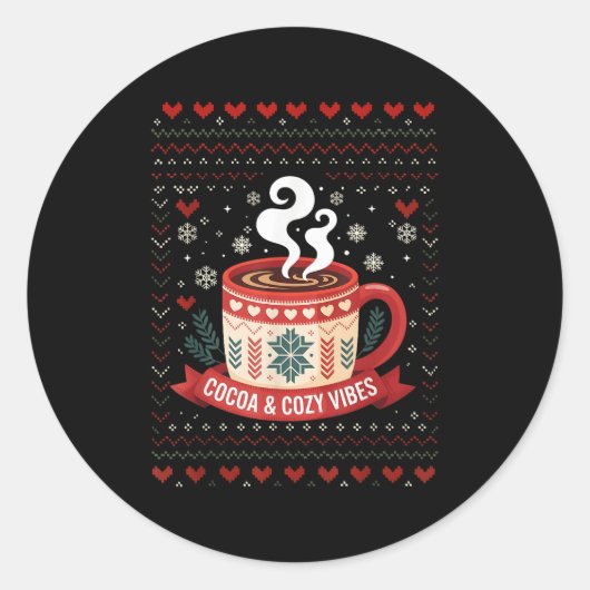 Cocoa Cozy Vibes Hot Chocolate Herfst Ronde Sticker (Voorkant)