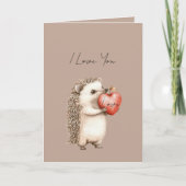 Cocoa Cream Brown Hedgehog Heart Love Kaart (Voorkant)