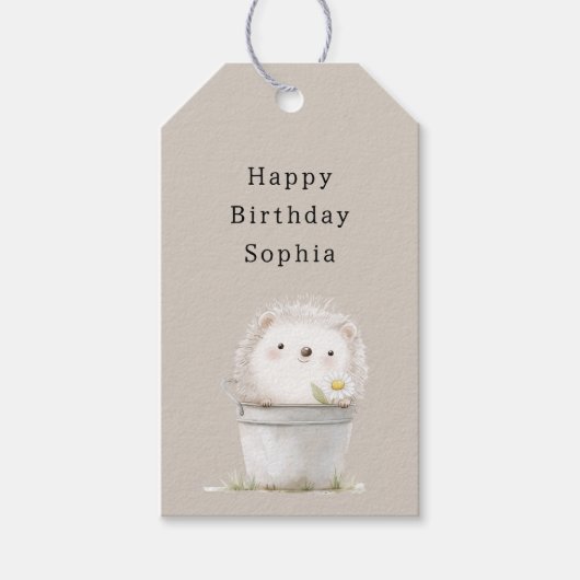 Cocoa Cream Egel Daisy Bloem Emmer Verjaardag Cadeaulabel (Voorkant)