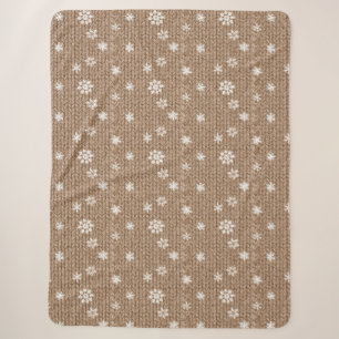 Cocoa Cream Sneeuwvlokken Kerst Sherpa Deken