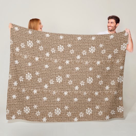 Cocoa Cream Sneeuwvlokken Kerstmis Fleece Deken (In situ)