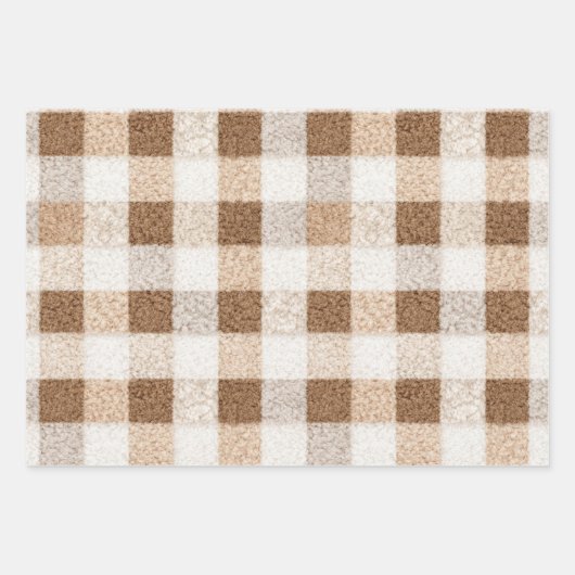 Cocoa Cream Snowflakes Plaid Stripes Christmas Inpakpapier Vel (Voorkant 3)