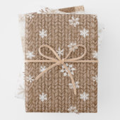 Cocoa Cream Snowflakes Plaid Stripes Christmas Inpakpapier Vel (In situ)