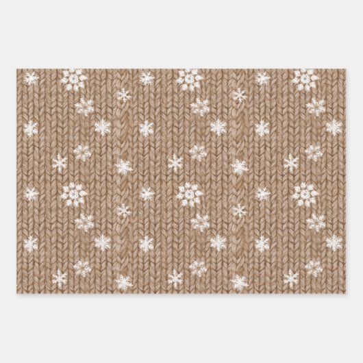 Cocoa Cream Snowflakes Plaid Stripes Christmas Inpakpapier Vel (Voorkant)
