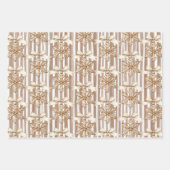 Cocoa Cream Snowflakes Stripes Christmas  Inpakpapier Vel (Voorkant 2)