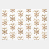 Cocoa Cream Snowflakes Stripes Christmas  Inpakpapier Vel (Voorkant)