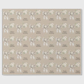 Cocoa Cream White Bow Daisy Flower Birthday Cadeaupapier (Vlak)