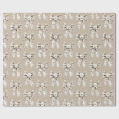 Cocoa Cream White Bow Daisy Flowers Birthday   Cadeaupapier (Vlak)