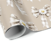 Cocoa Cream White Bow Daisy Flowers Birthday   Cadeaupapier (Rol Hoek)