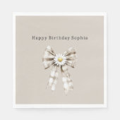 Cocoa Cream White Bow Daisy Flowers Birthday   Servet (Voorkant)