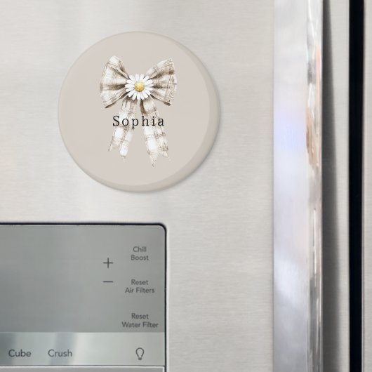 Cocoa Cream White Bow Daisy Flowers   Magneet (Insitu (Koelkast))