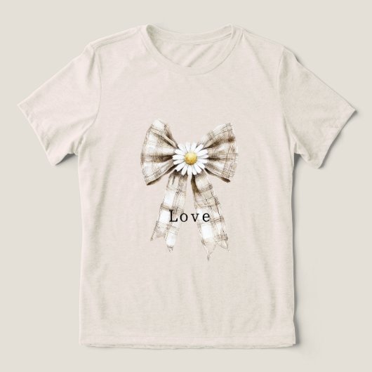 Cocoa Cream White Bow Daisy Flowers   Tri-Blend Shirt (Design voorkant)