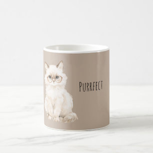 Cocoa Cream Witte Kat met Bril Purrfect Koffiemok