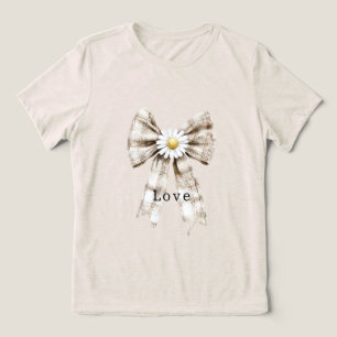 Cocoa Cream Witte Strik Madeliefjes Bloemen Tri-Blend Shirt