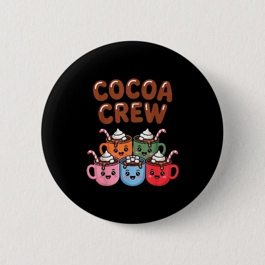 Cocoa Crew Cute Christmas Hot Chocolate Matching P Ronde Button 5,7 Cm (Voorkant)