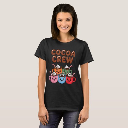 Cocoa Crew Cute Christmas Hot Chocolate Matching P T-shirt (Voorkant volledig)