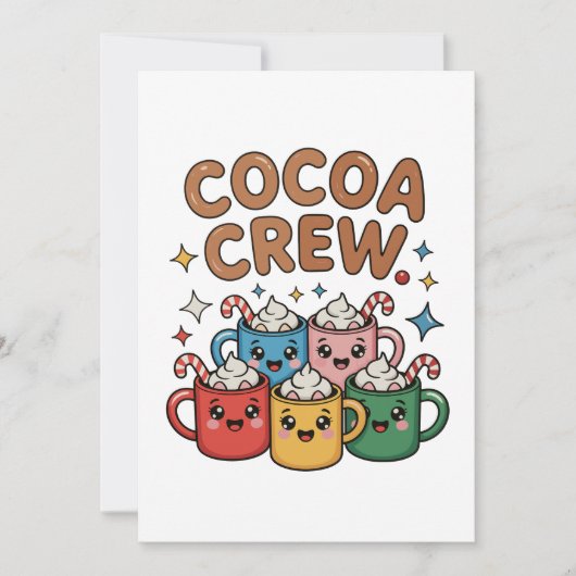 Cocoa Crew Hete Chocolade Kawaii Kerstmis Xmas Kaart (Voorkant)