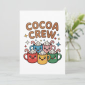Cocoa Crew Hete Chocolade Kawaii Kerstmis Xmas Kaart (Staand voorkant)