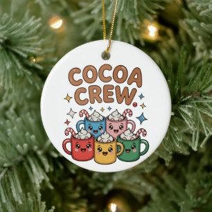 Cocoa Crew Hete Chocolade Kawaii Kerstmis Xmas Keramisch Ornament