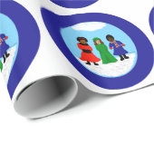 Cocoa Cuties KerstCarolers 2 Navy Cadeaupapier (Rol Hoek)