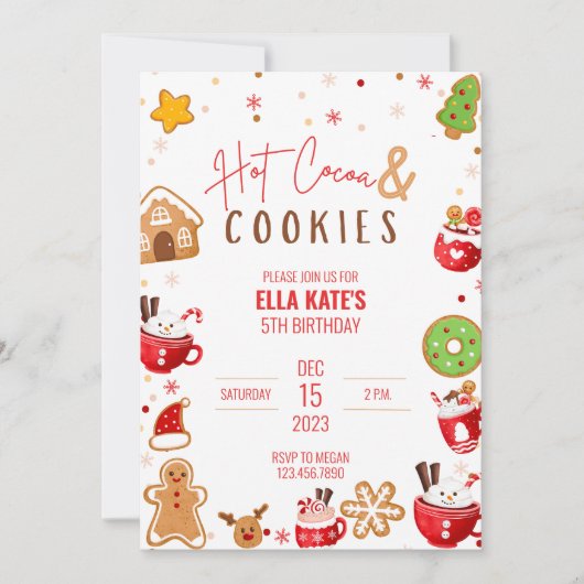 Cocoa- en Cookie-Kerstverjaardagsfeestje Kaart (Voorkant)