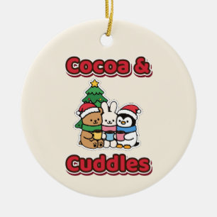 Cocoa en Knuffels Kerstbeer Konijn Pinguïn Keramisch Ornament