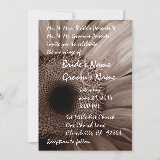 COCOA Gerber Daisy Wedding Invitation Kaart (Voorkant)