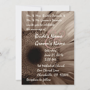 COCOA Gerber Daisy Wedding Invitation Kaart