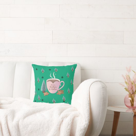 Cocoa, Koekjes & Rust – Pastel Kerst CoT-Shirt Kussen (Bank)
